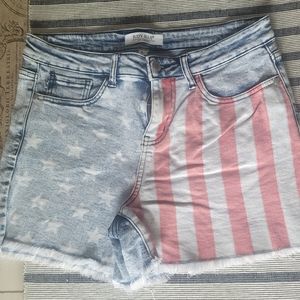 Judy Blue Ladies Large Flag Jean Shorts